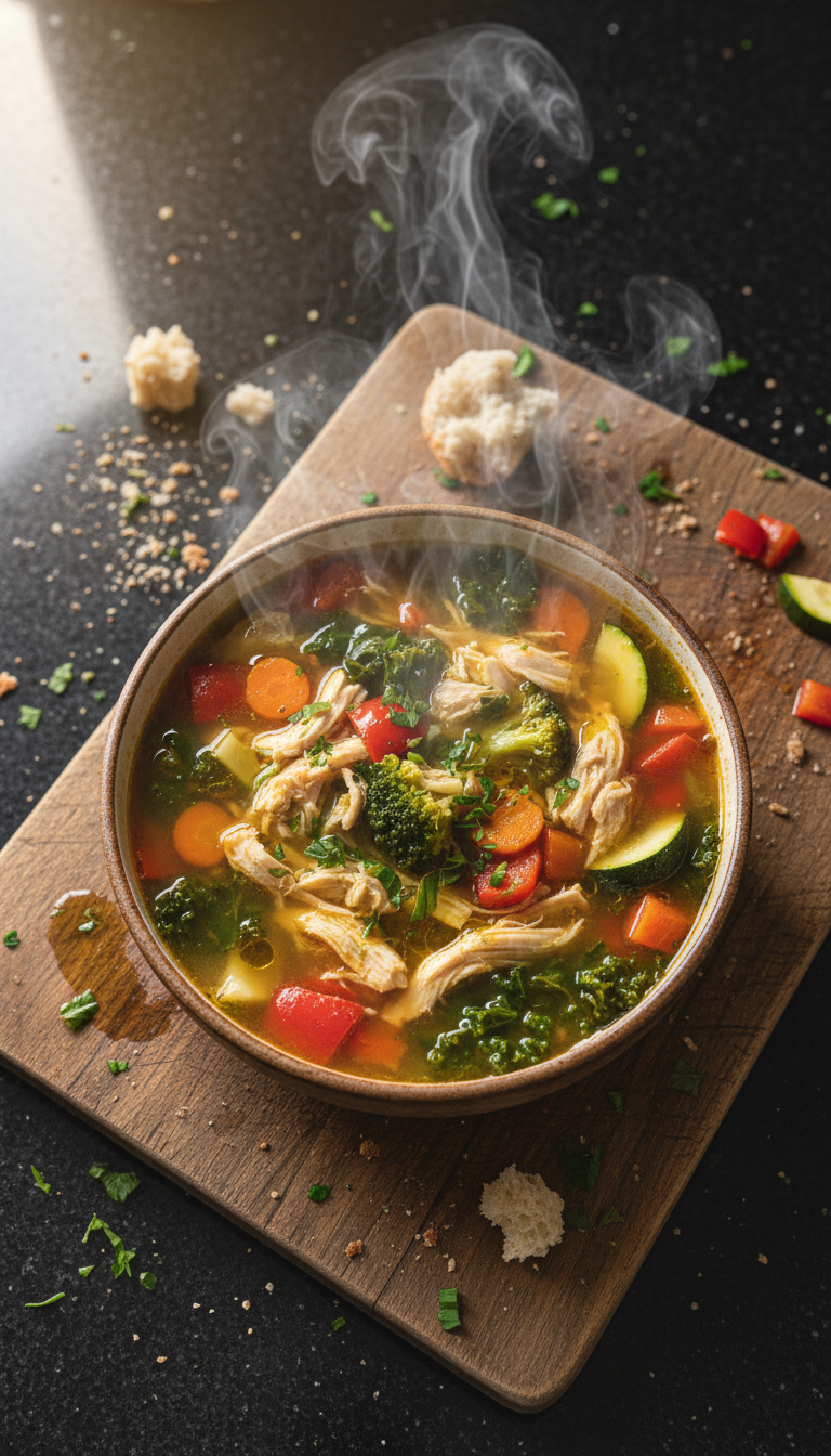 Superfood Hähnchen Gemüse Suppe