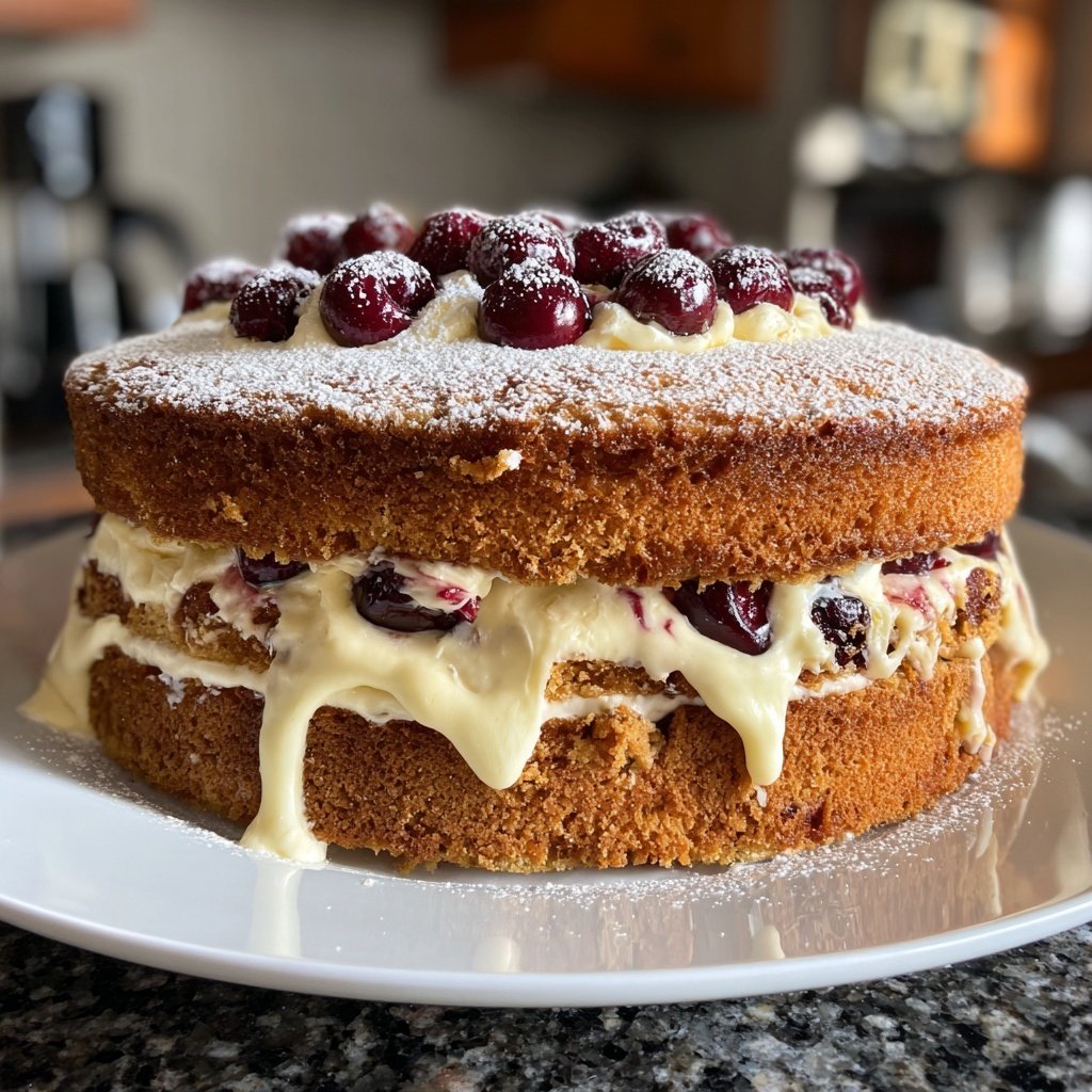 Lebkuchen Kirsch Torte mit Vanillecreme