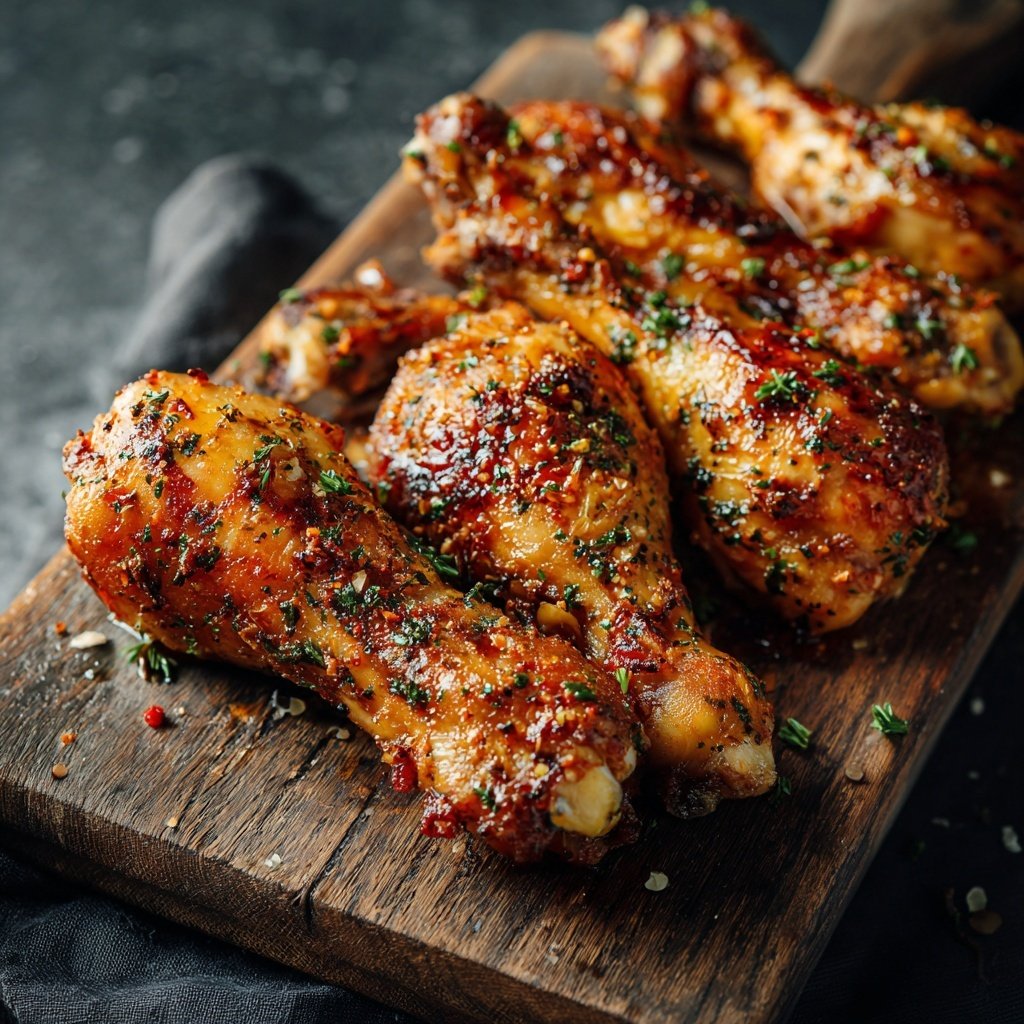 Saftige gebackene Hühnerschenkel