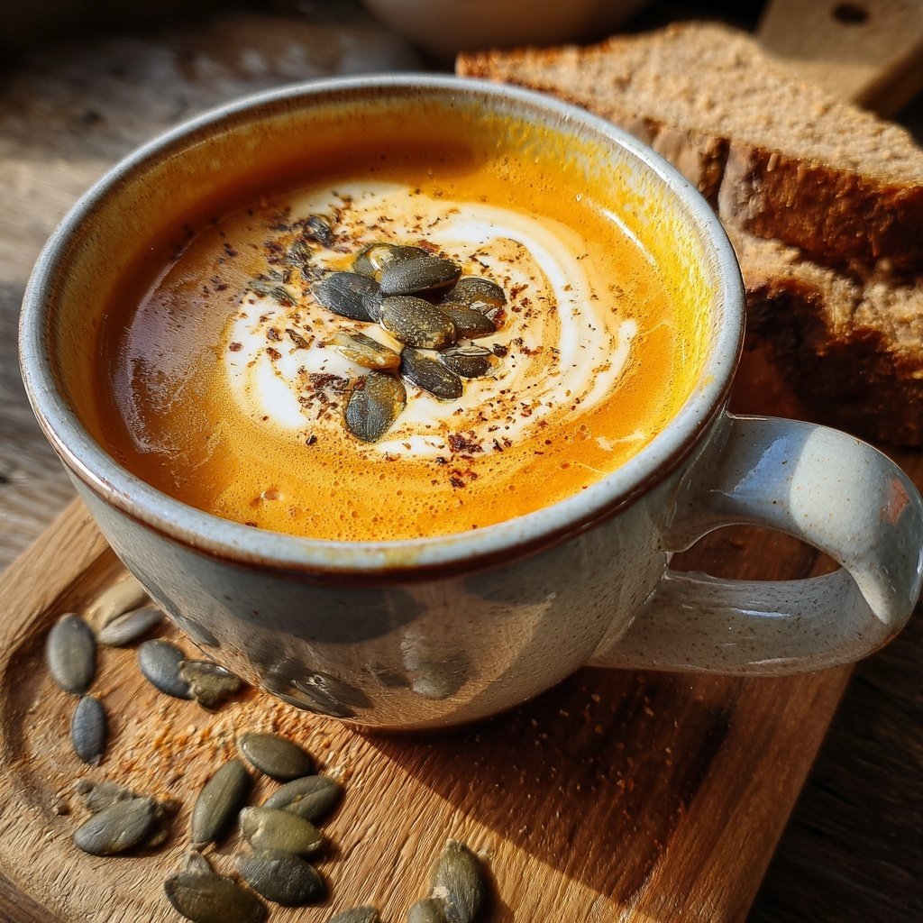 Kürbissuppe im Espressotässchen serviert