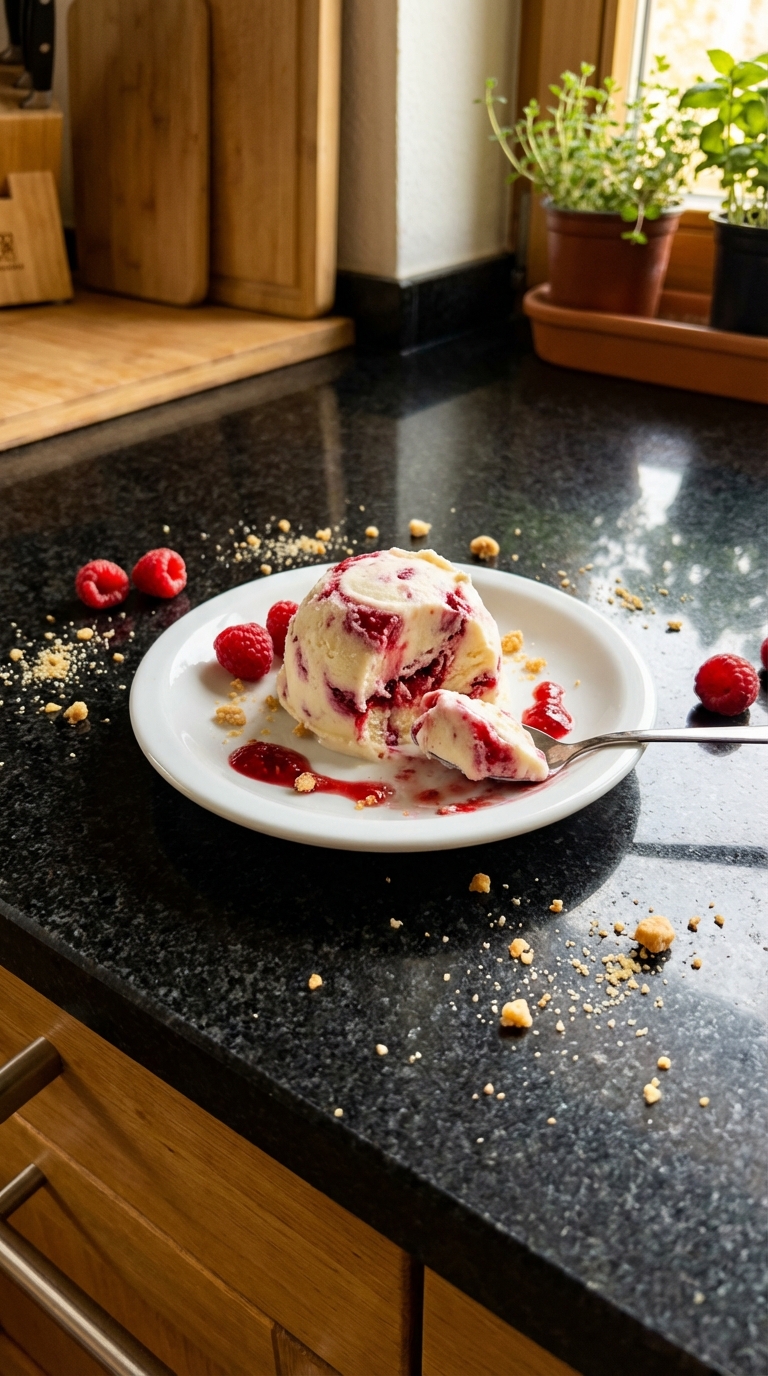 Himbeer Swirl Frozen Joghurt Bissen​