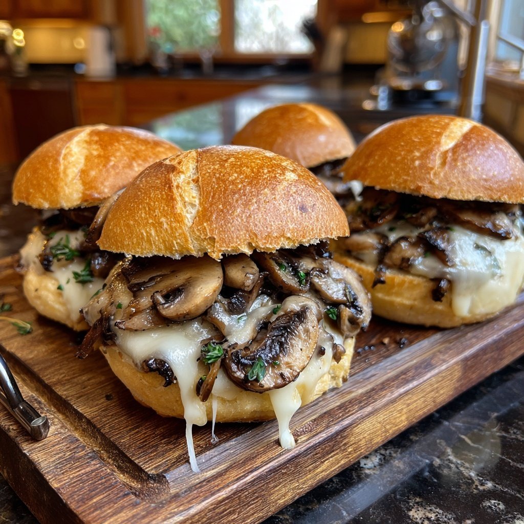 Knoblauch Champignon und Gruyère Sliders
