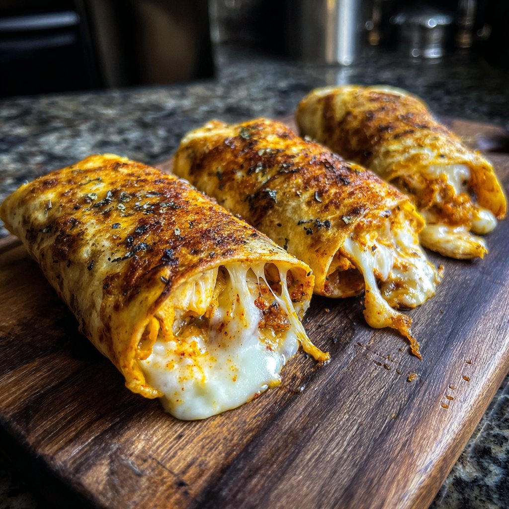Würziger Air Fryer Hähnchen-Mozzarella-Wrap