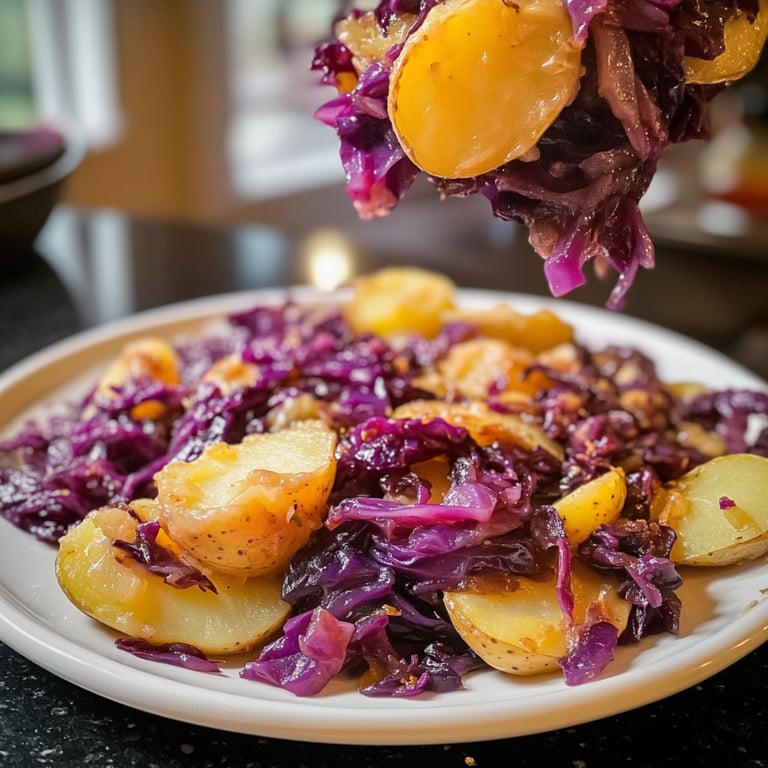 Rotkohl Pfanne mit Kartoffeln