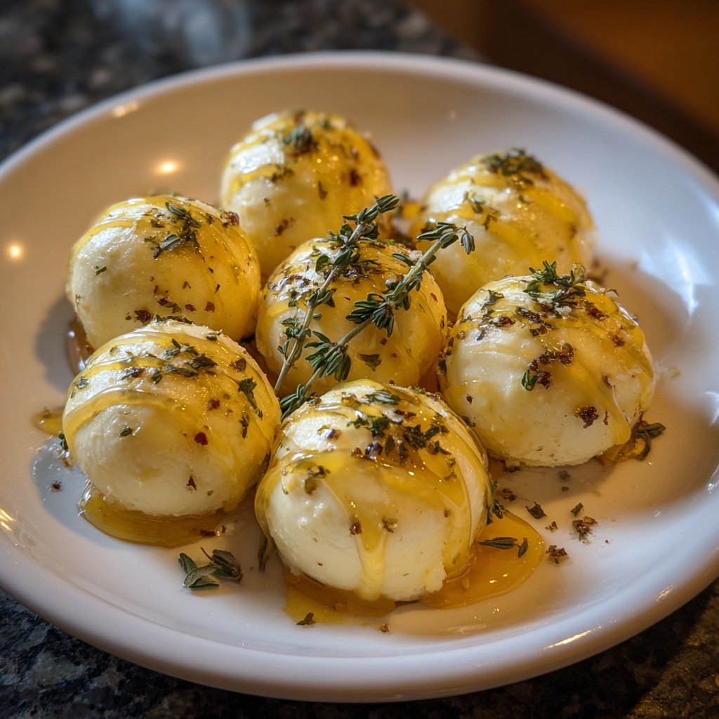 Ziegenkäsepralinen mit Honig und Thymian