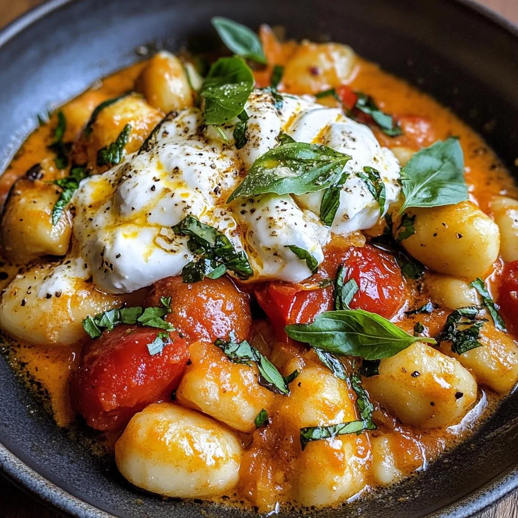 30-Minuten-Cremige Tomaten-Gnocchi mit Burrata