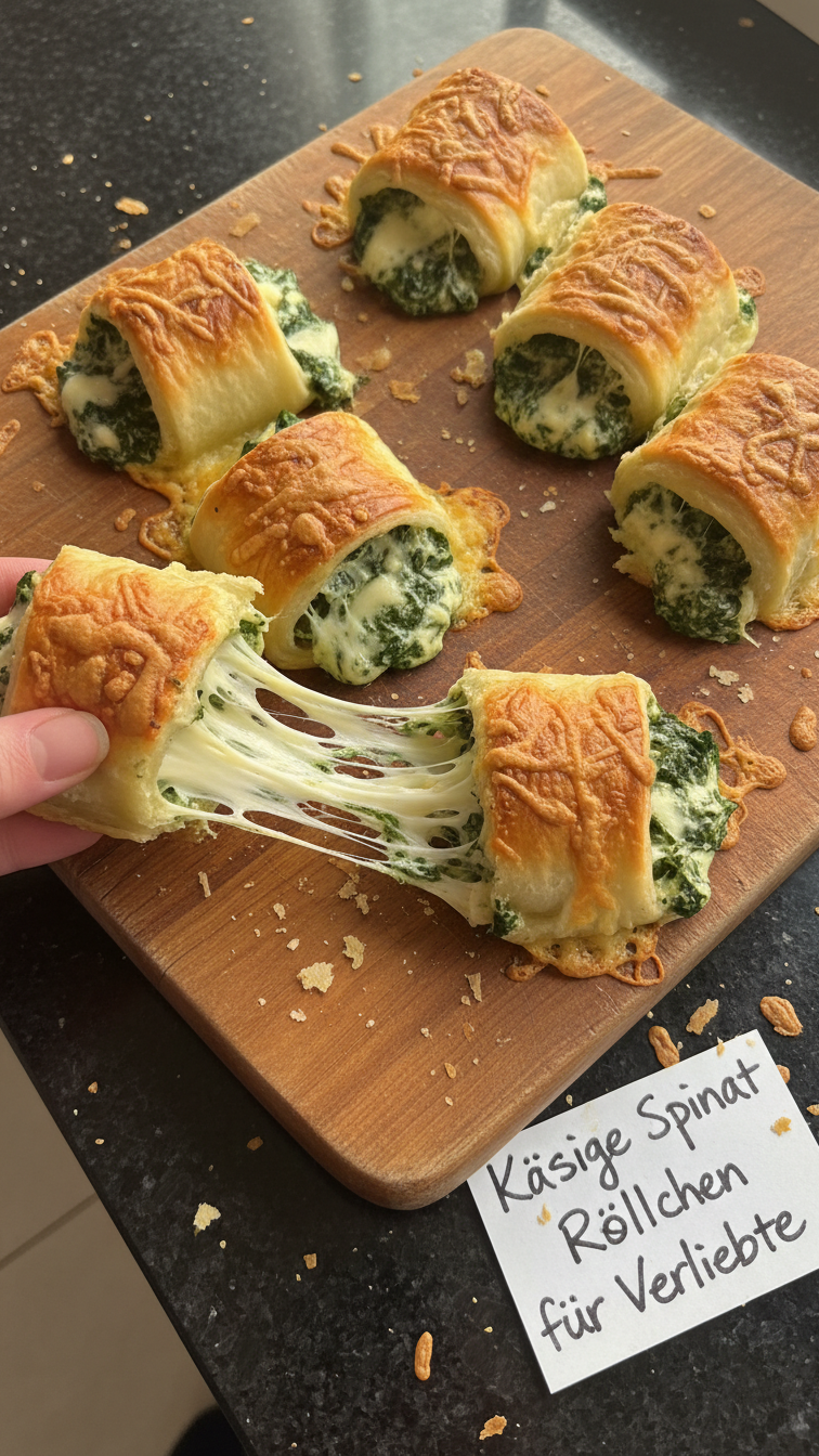 Käsige Spinat Röllchen für Verliebte
