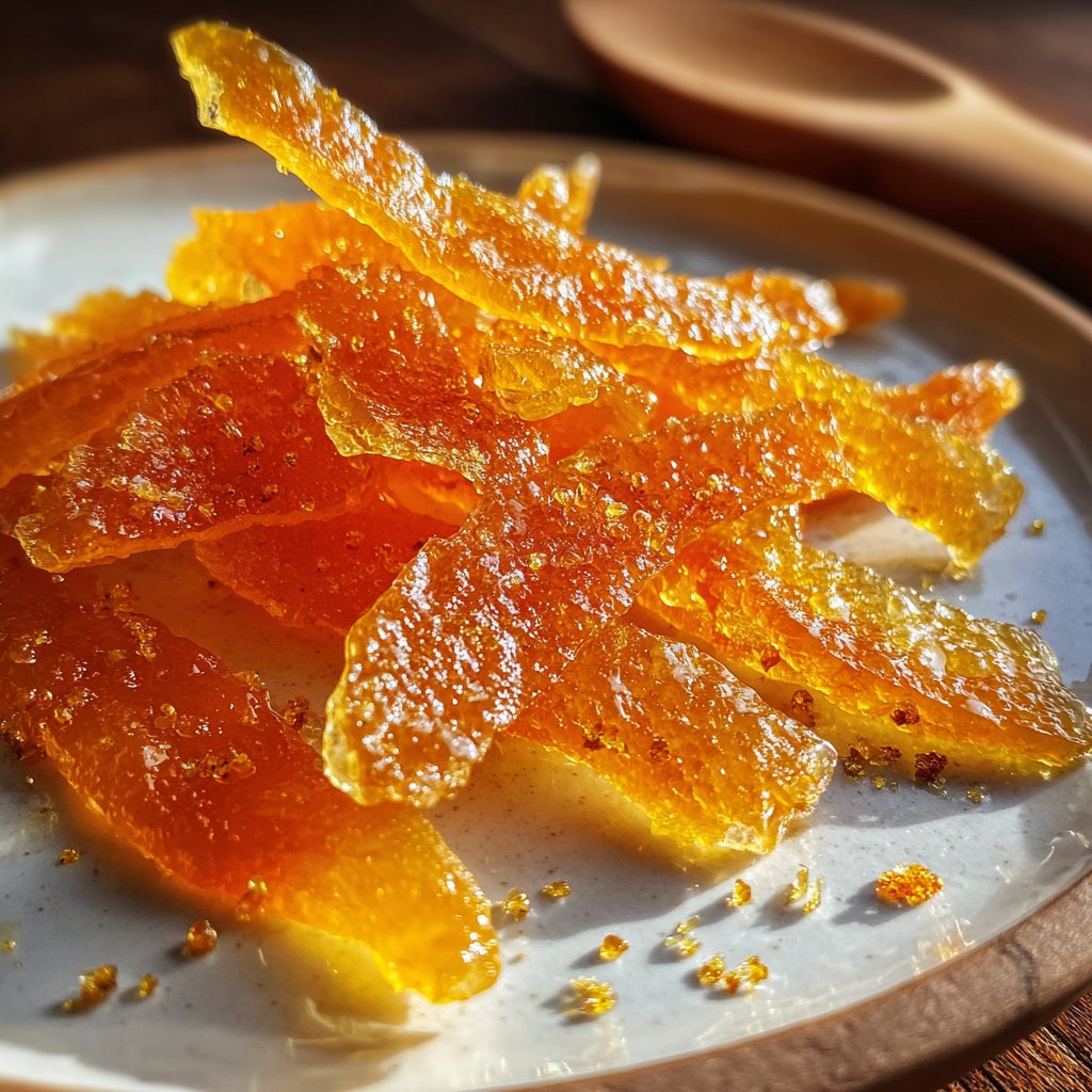 Kandierte Orangenschalen mit Honigsirup