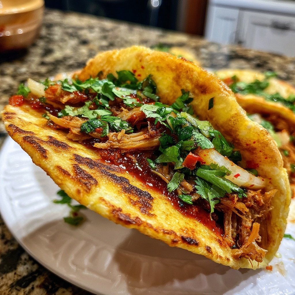 Koreanischer Gochujang Tacos knuspriges Schweinefleisch