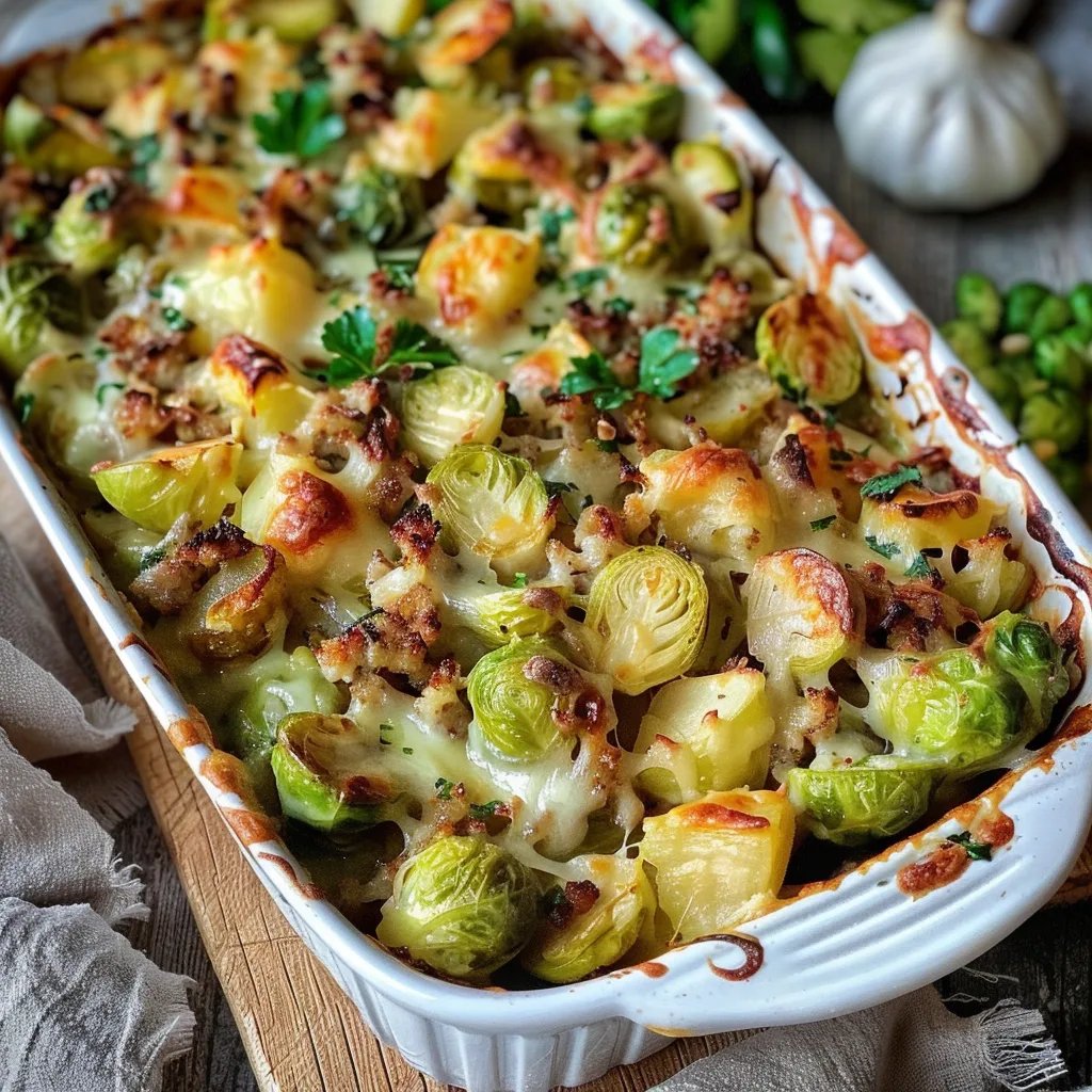 Rosenkohl Auflauf mit Kartoffel und Hackfleisch