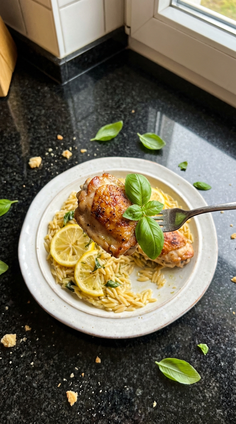 Zitronen Basilikum Hähnchen Orzo