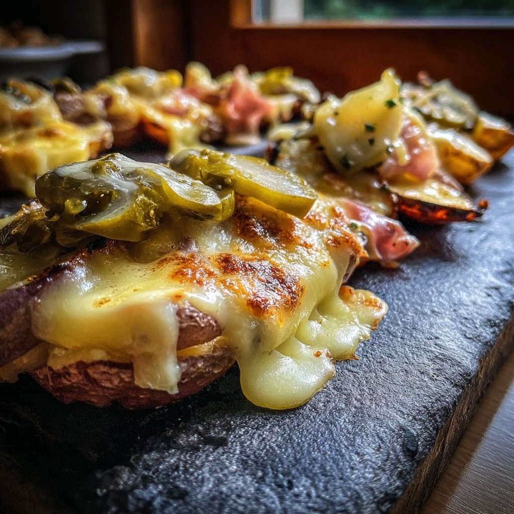Klassisches Raclette mit Kartoffeln, Raclettekäse und Mixed Pickles​