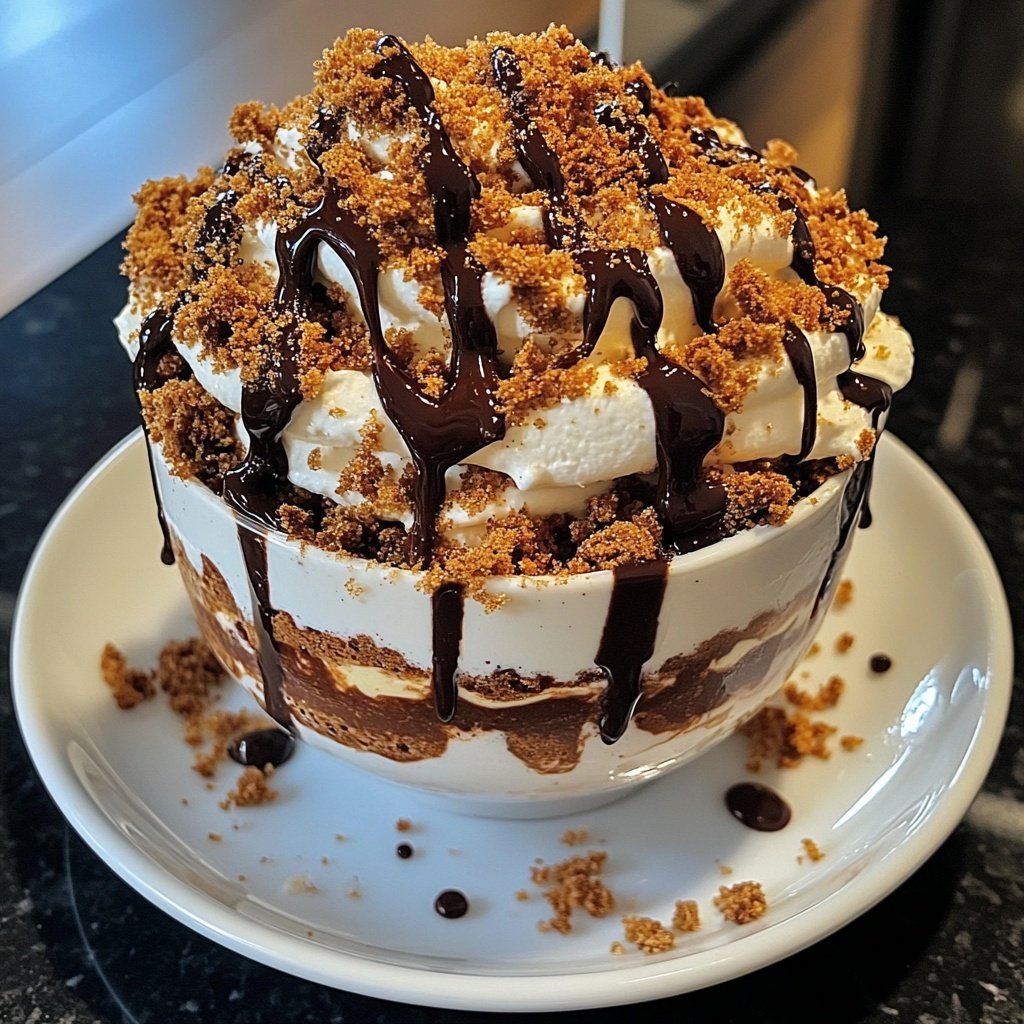 Lebkuchen-Parfait mit Schokoladensauce